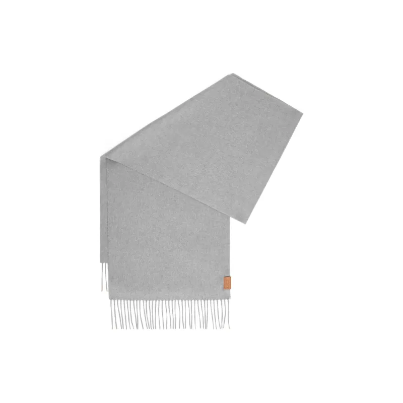 LOEWE Cashmere Leather Knit Scarves Women's Light Gray-0