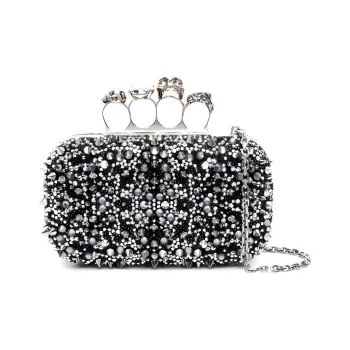 Alexander McQueen Leather One Shoulder Crossbody Clutch Regular Women's Black