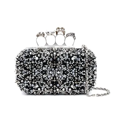 Alexander McQueen Leather One Shoulder Crossbody Clutch Regular Women's Black