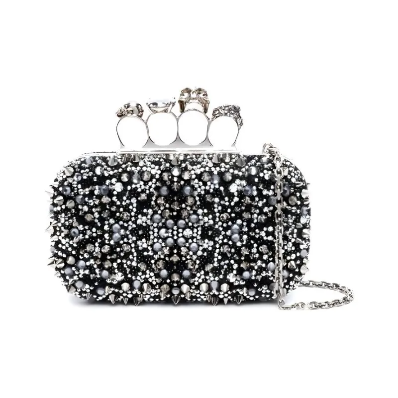 Alexander McQueen Leather One Shoulder Crossbody Clutch Regular Women's Black-0
