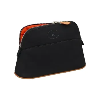 HERMES Bolide Canvas Bowling Bag Canvas Bag Storage Bag Women's Black