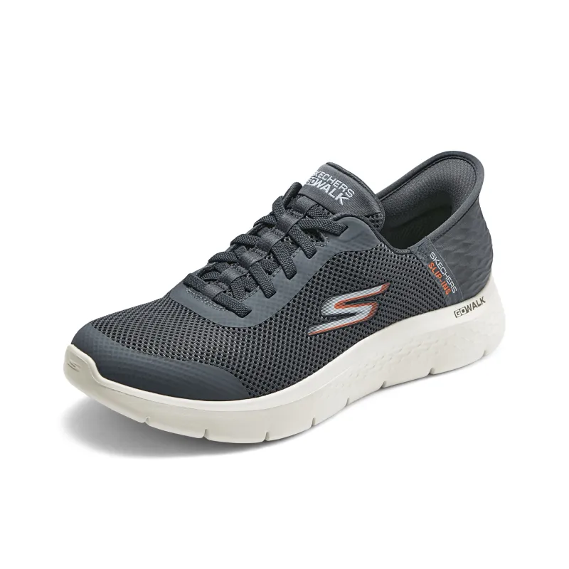 Skechers Go Walk Flex Casual Shoes Men Low Top Gray/Black/White/Orange-8