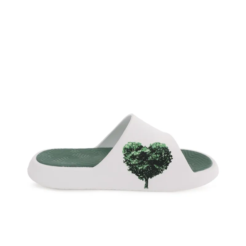 PEAK Tai Ji1.0 Slip Resistant Abrasion Resistant Slide Slippers Unisex White Dark Green-1