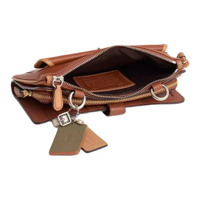COACH Calfskin Wallets Shoulder Bag Crossbody Bag Small Size Women's Brass With Maple Inlay-2