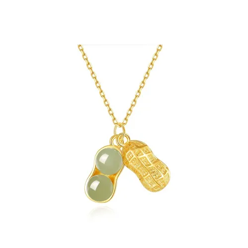 KING TAI SANG Necklaces Pale Greenish White Jade Unisex