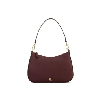 LAUREN RALPH LAUREN Leather Shoulder Bag Medium Size Women's Deep Red