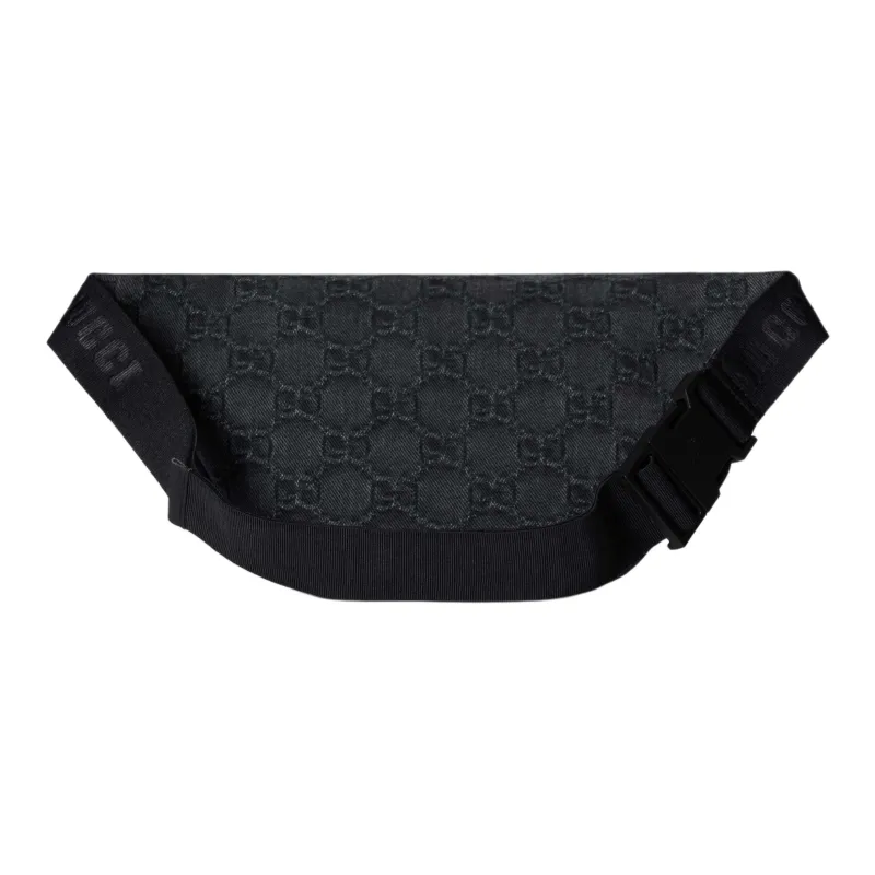 GUCCI Denim One Shoulder Crossbody Fanny Pack Kids' Black-3
