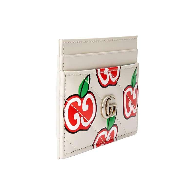 GUCCI MarmontGG Marmont Collection Quilting Leather Card Clip Card Holder Women's White-2