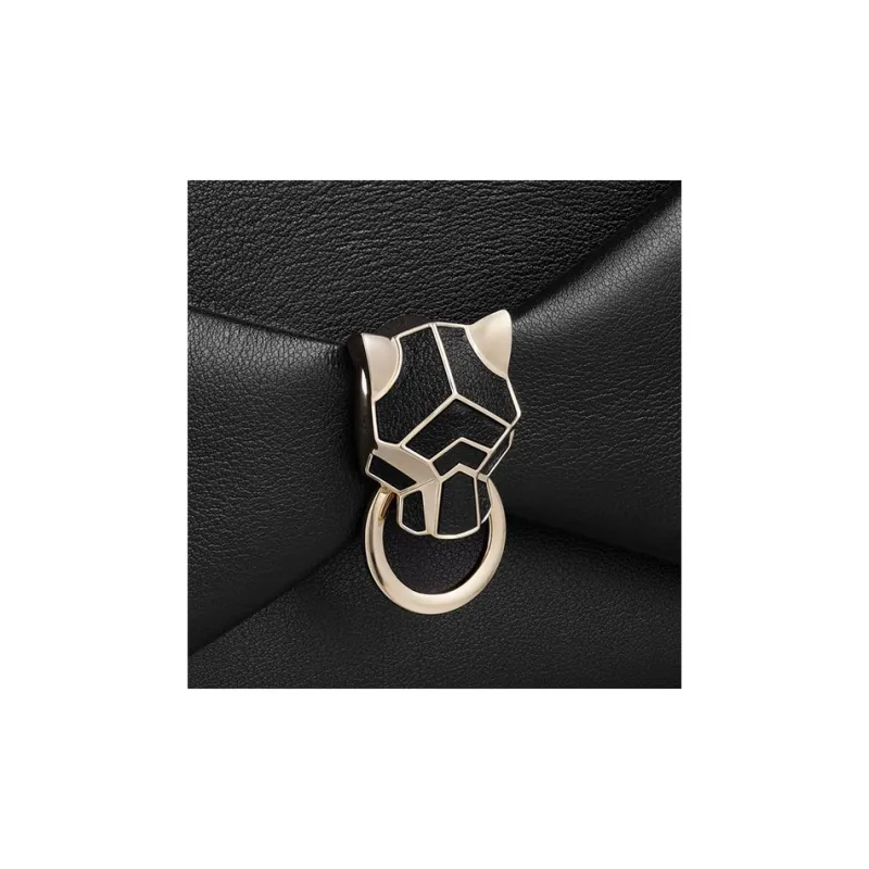 CARTIER Panthère De Cartier Calfskin Clutch Women's Black-5