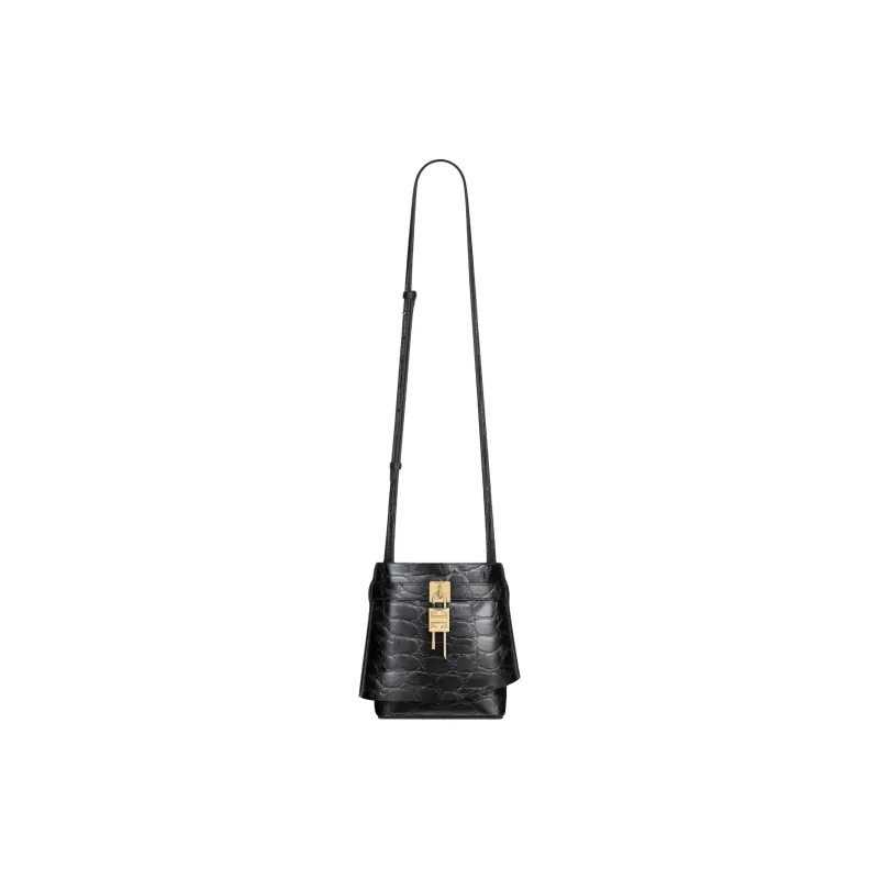 Givenchy Shark Lock Calfskin Bucket Bag, Shoulder Bag, Crossbody Bag, Handbag Regular Women's Black-1