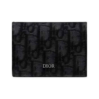 DIOR Cow Leather Business Card Holder, Coin Purse, Card Holder Men's Black
