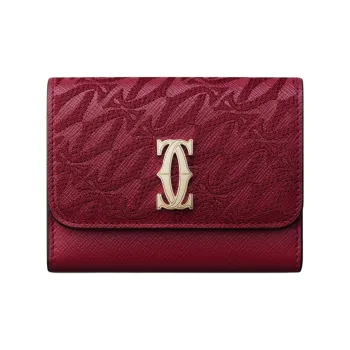 CARTIER Calfskin Wallet Mini Women's Cherry Red