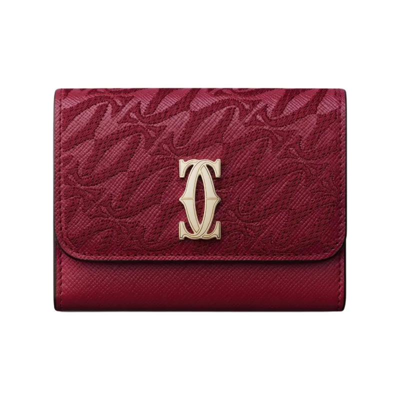 CARTIER Calfskin Wallet Mini Women's Cherry Red-0