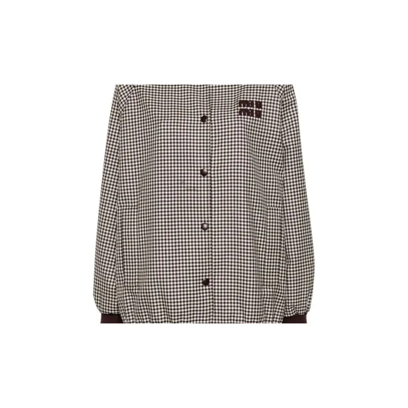 MIU MIU Logo-Appliqué Button-Up Bomber Jacket-7