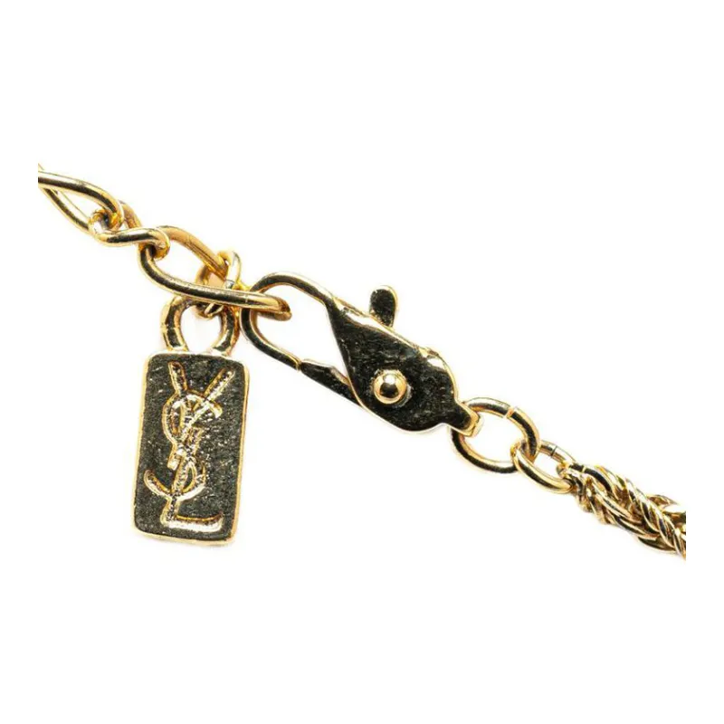 SAINT LAURENT 20th Century Plated Rhombus Chain Costume Necklace-1