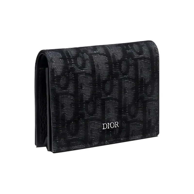 DIOR Cow Leather Business Card Holder, Coin Purse, Card Holder Men's Black-1