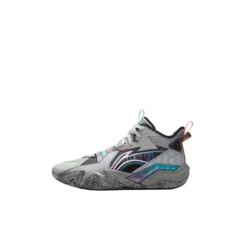 LINING YOUNG Basketball Anti Slip Wear Resistant Mid Top Children's Basketball Shoes Gray Kids'