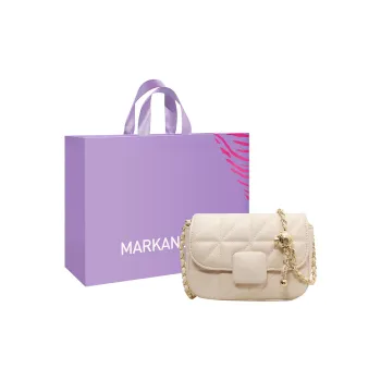 MARKANGARO PU Small Square Bag Shoulder Bag, Crossbody Bag Regular Women's Ecru/Black/Coffee