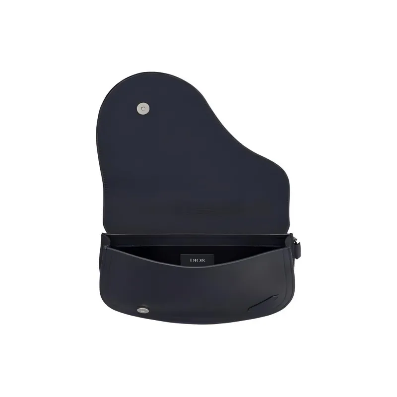 DIOR Saddle Grained Calfskin Saddle Bag Handheld One Shoulder Crossbody Fanny Pack Sling Bag Men's Navy-3
