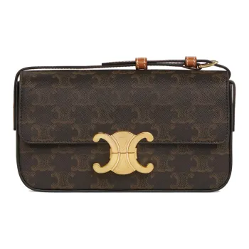 CELINE Triomphe Arc De Triomphe Cow Leather Shoulder Bag Crossbody Bag Women's Tawny