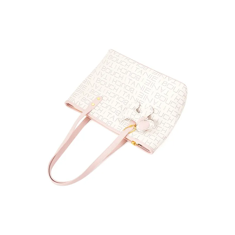 Vigno Synthetic Leather Handbag Shoulder Bag Regular Large Size Women's Pink White/Pink Coffee-13