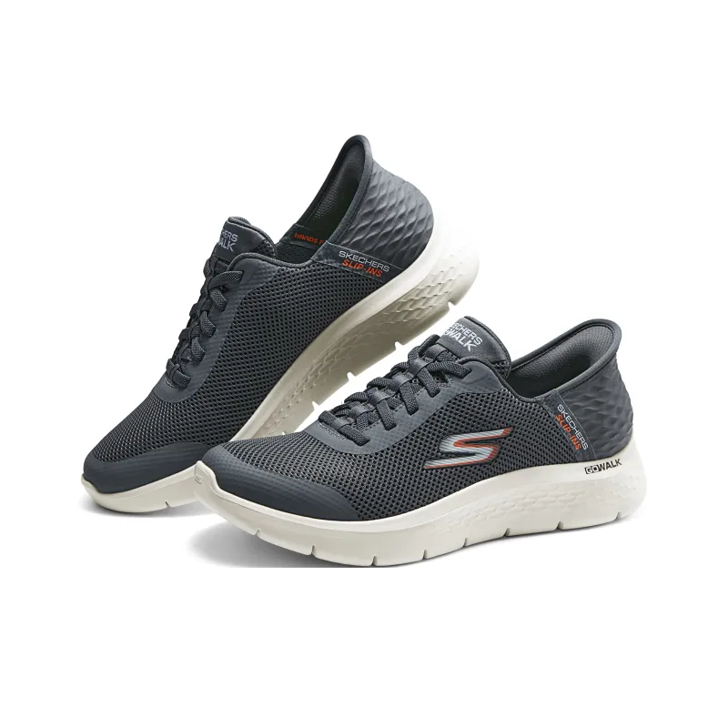 Skechers Go Walk Flex Casual Shoes Men Low Top Gray/Black/White/Orange-9