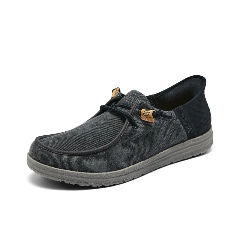 Skechers Slip Ins Anti Slip Wear Resistant Low Top Canvas Shoes Men's Black-2