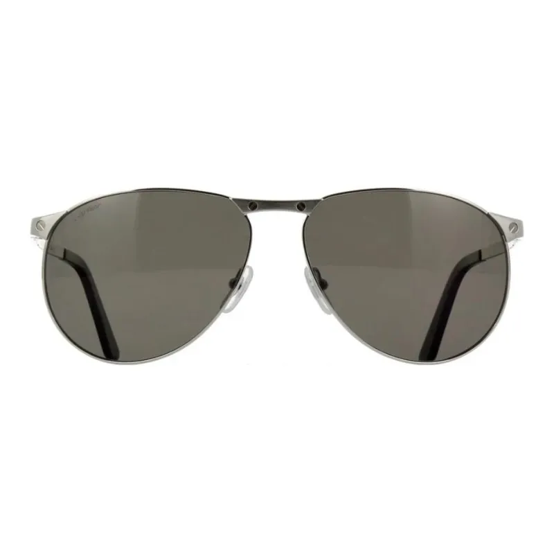 CARTIER Metal Oval Sunglasses Unisex Silver-1