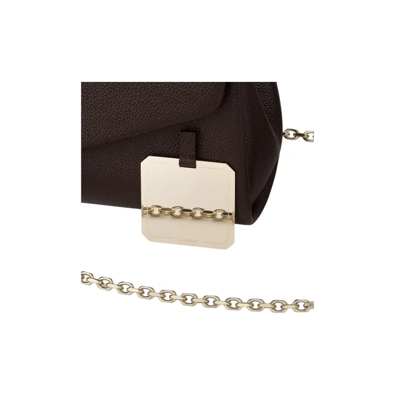 CARTIER Panthère De Cartier Grained Calfskin Crossbody Bag Shoulder Bag Small Size Women's Brown-3