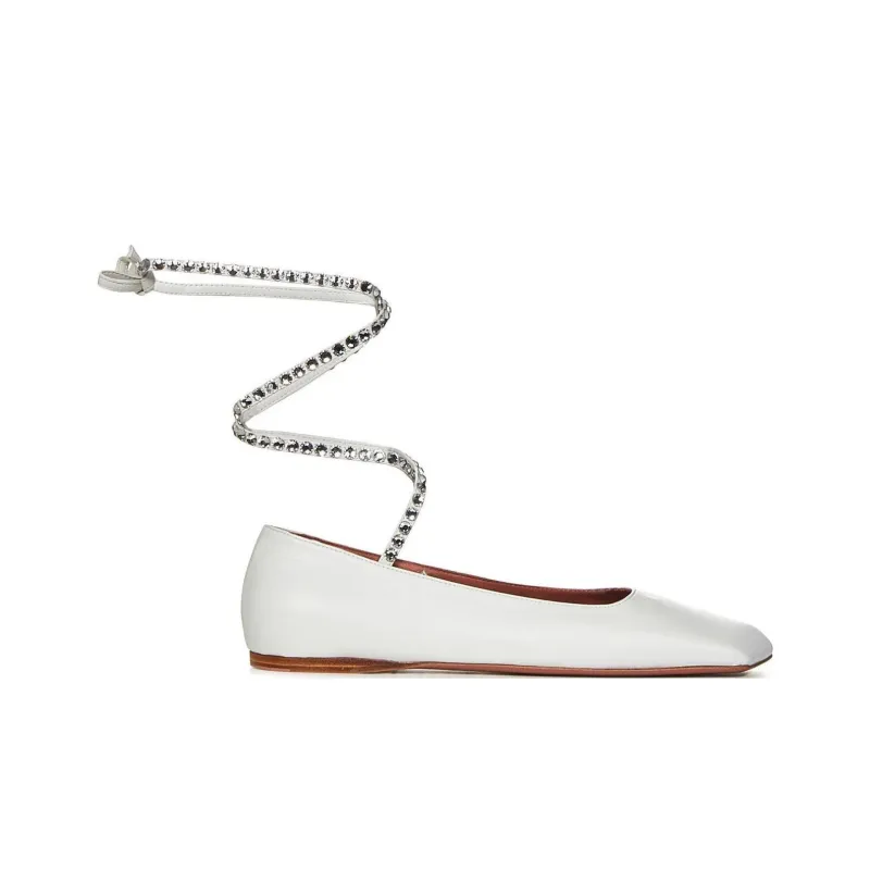 AMINA MUADDI Anne Lace-up Leather Ballerinas-1