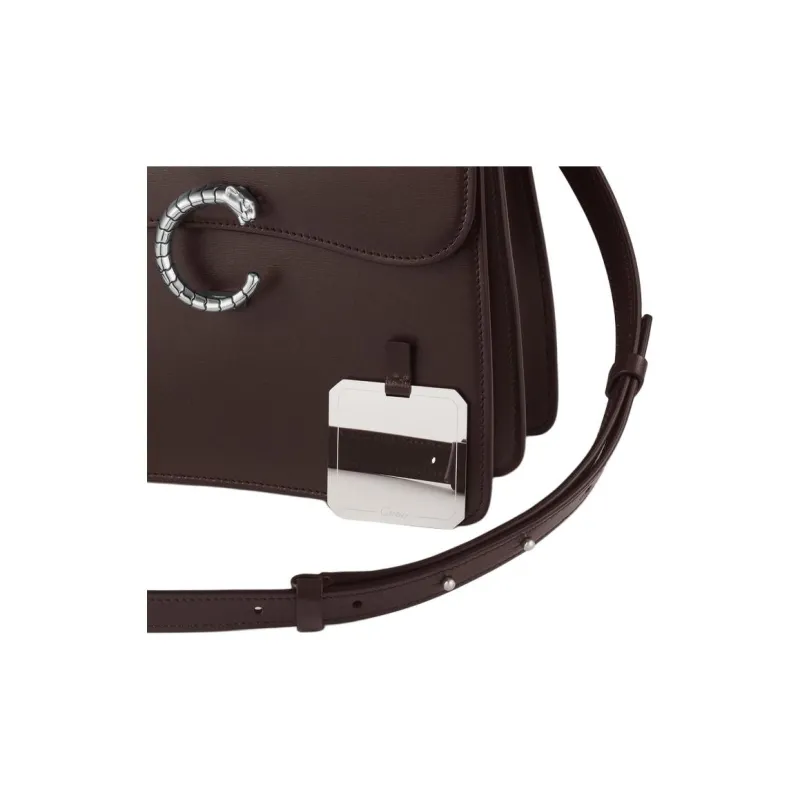 CARTIER Panthère De Cartier Calfskin Shoulder Bag Crossbody Bag Handbag Small Size Women's Brown-5