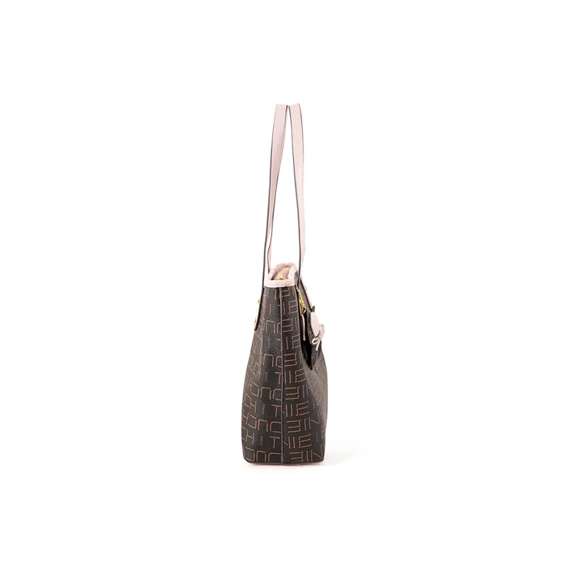 Vigno Synthetic Leather Handbag Shoulder Bag Regular Large Size Women's Pink White/Pink Coffee-19