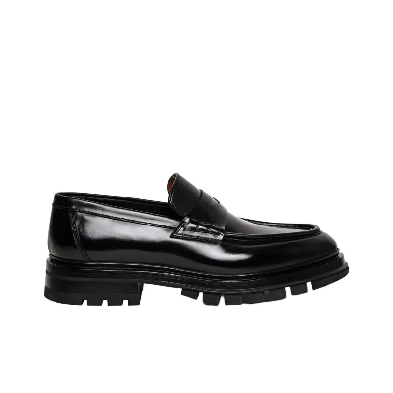 Santoni Lug sole Leather Penny Loafers-1