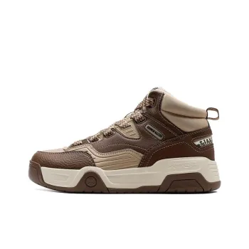 XTEP Sky Spine Warm Slip Resistant Mid Top Skateboard Shoes Women's Beige Brown