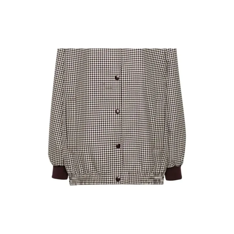 MIU MIU Logo-Appliqué Button-Up Bomber Jacket-6