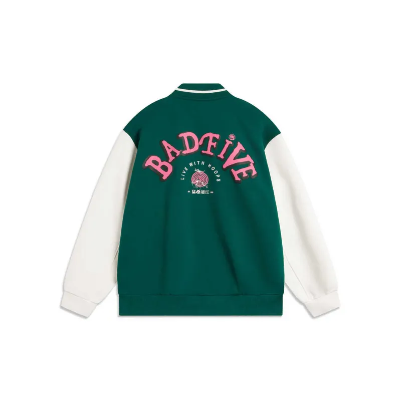 LiNing Basketball Collection Baseball Jacket Men's Scallion Green Ivory-1