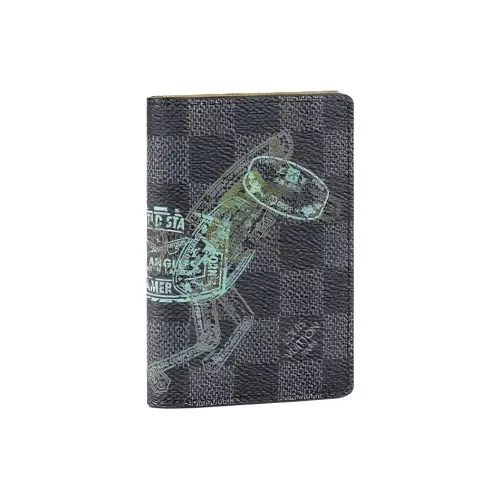 LOUIS VUITTON Pocket Organizer Damier Graphite Stamps Black