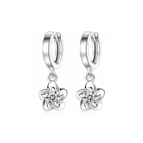 Stone Edge Poly Foot Silver 990 Sterling Silver Drop Earrings Unisex