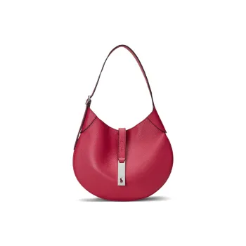Polo Ralph Lauren Polo ID Leather Handbag Shoulder Bag Small Size Women's Overripe Red