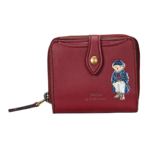 Polo Ralph Lauren Cow Leather Wallet Women's Red