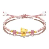 Scarf Puppy Silver Bracelet[Pink Rope]