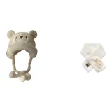 Milk White Bear Hat+Milk White Bear Scarf
