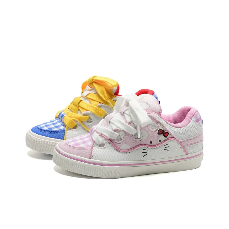 OAOQ Low-Top Skateboard Shoes Unisex White Yellow Blue-37