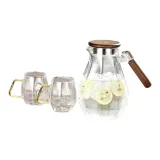 Transparent Waterdrop Kettle+Transparent Cups X2
