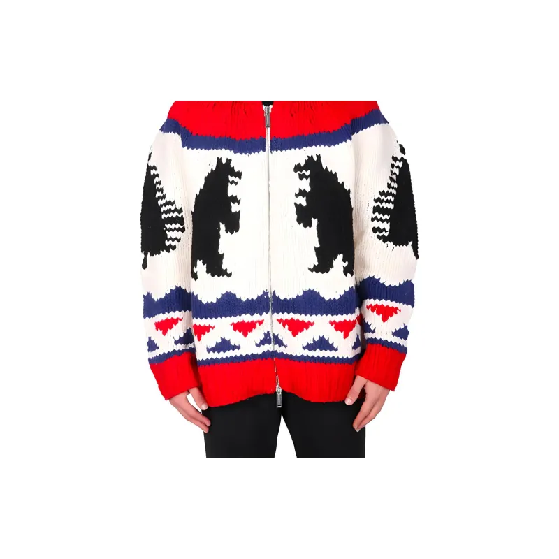 DSQUARED 2 Intarsia Knit Zipped Sweater-5