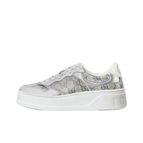 gucci Concert-print GG Supreme Low Top Skateboard Shoes Women's Silver