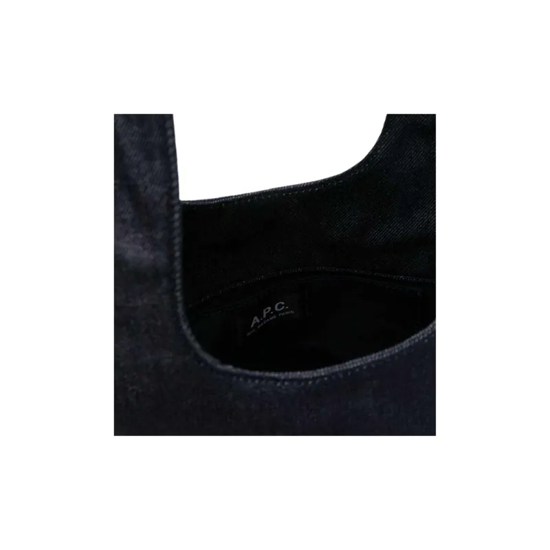 A.P.C Ninon Logo Printed Denim Small Tote Bag-3