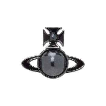 Vivienne Westwood Ruthenium Enamel Brass Artificial Pearl Pearl Stud Earrings Men's Black