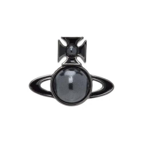 Vivienne Westwood Ruthenium Enamel Brass Artificial Pearl Pearl Stud Earrings Men's Black