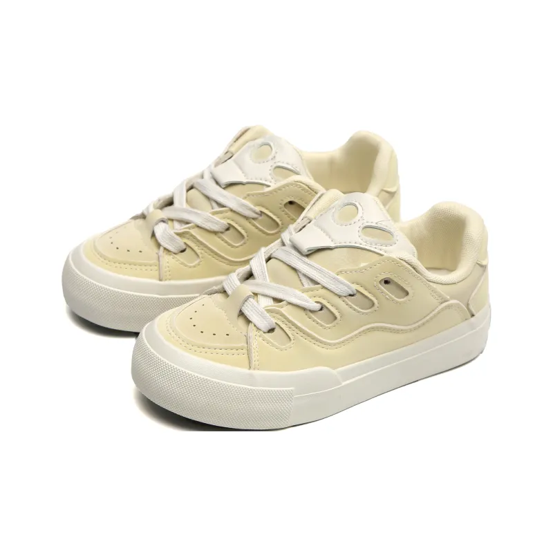 TUOPIN Anti-Slip And Wear-Resistant Breathable Low-Top Skateboard Shoes Women's Almond Yellow-1
